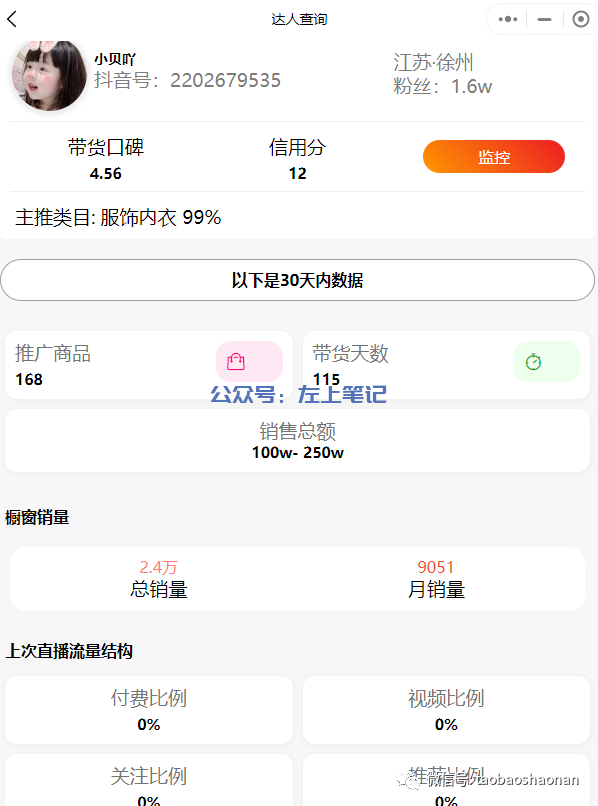 抖音女装图文带货月GMV250w月佣50w案例解析